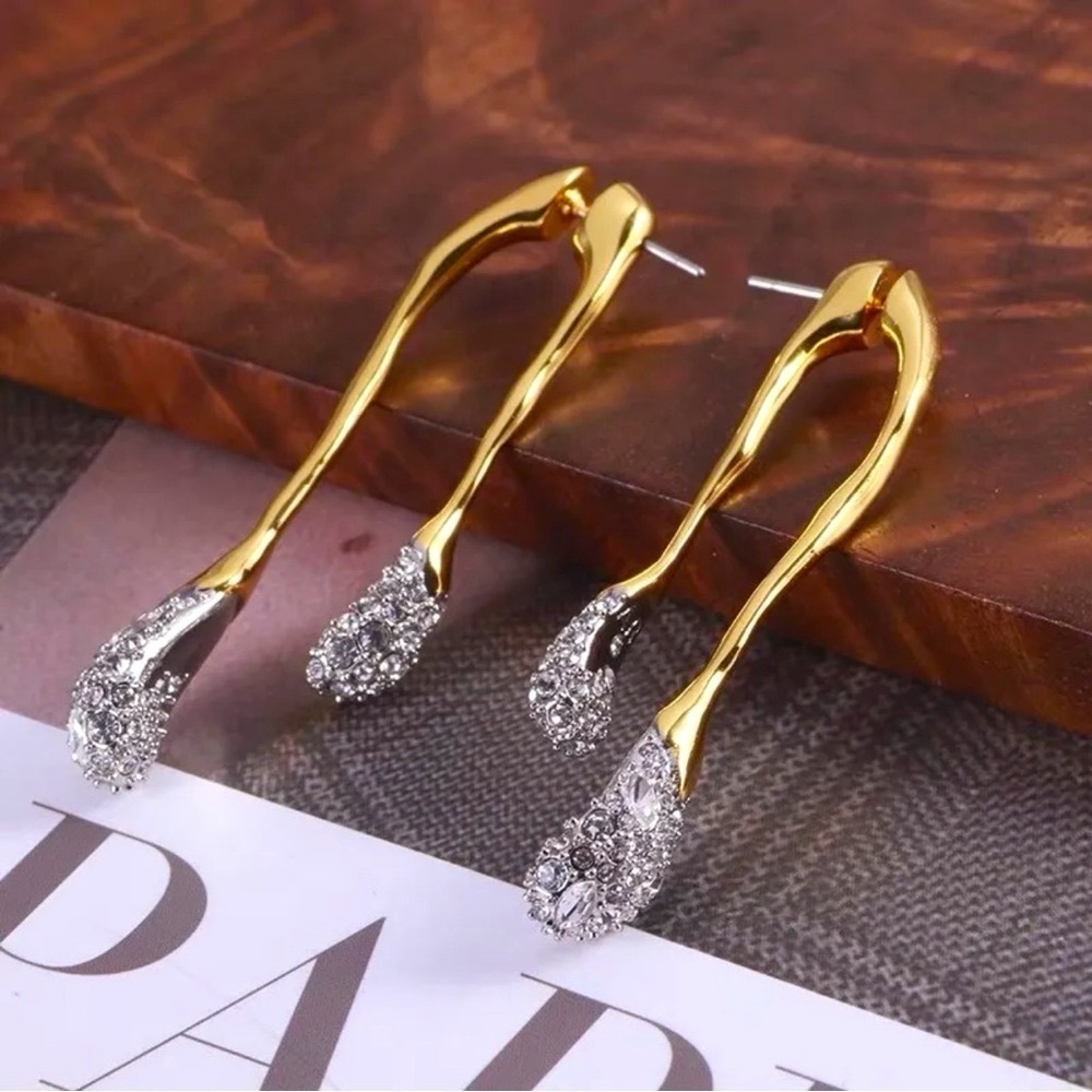 ALEXIS BITTAR Solanales Drop Gold & Crystal Front Back Link Earrings - LAST PAIR - Picture 8 of 10